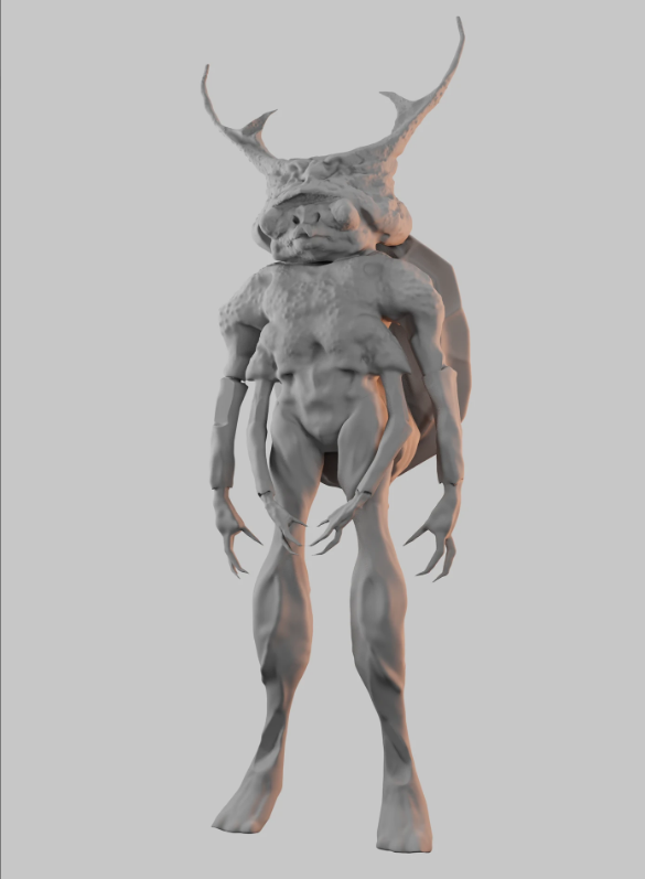 Sculpt of a hybrid human-insect creature character